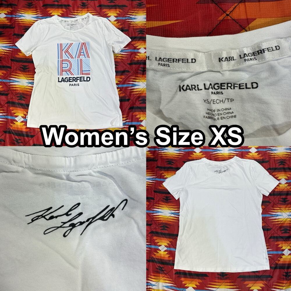 Karl Lagerfeld Paris White Short Sleeve T-Shirt Women’s Size XS
